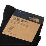 The North Face Unisex Socks 3 Pack Sport Cush Crew Black