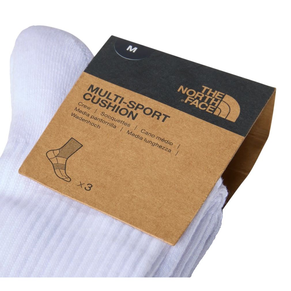 The North Face Unisex Socks 3 Pack Sport Cush Crew White
