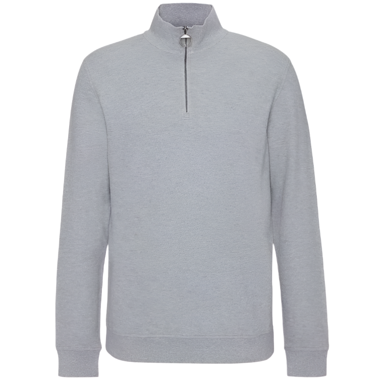Barbour Mens Sweatshirt Pique Interlock Half Zip Grey Marl