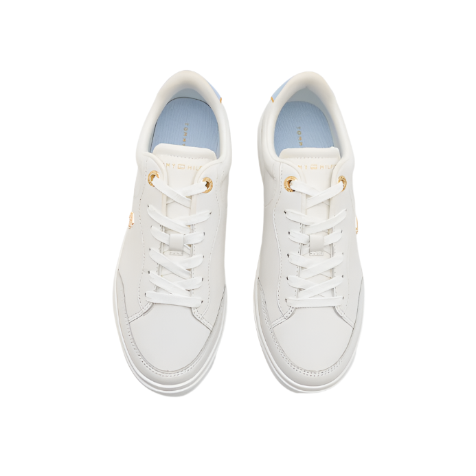 Tommy Hilfiger Womens Trainer Essential Chic Court Sneaker Ecru/Breezy Blue