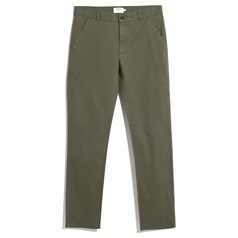 Farah Mens Chino Elm STR Twill Olive Green