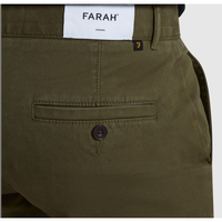 Farah Mens Chino Elm STR Twill Olive Green