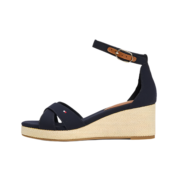 Tommy Hilfiger Womens Sandal Flag Criss Cross Mid Wedge Space Blue