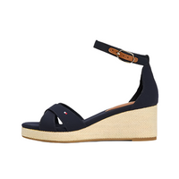 Tommy Hilfiger Womens Sandal Flag Criss Cross Mid Wedge Space Blue
