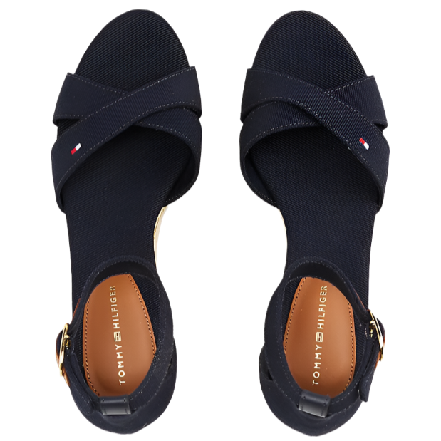Tommy Hilfiger Womens Sandal Flag Criss Cross Mid Wedge Space Blue