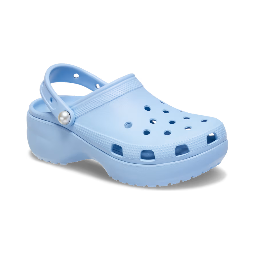 Crocs Womens Sandal Classic Platform Pearl Clog Blue Calcite