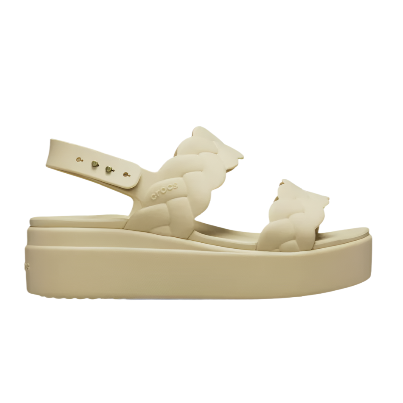 Crocs Womens Sandal Brooklyn Woven Upper Low Wedge Chai