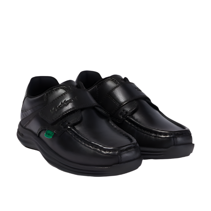 Kickers Youth Boys Shoe Reasan Strap Leather Black