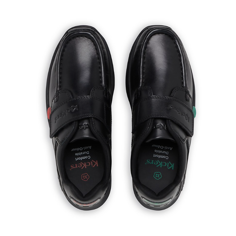 Kickers Junior Boys Shoe Reasan Strap Leather Black
