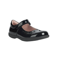 Geox girls' black patent shoe with velcro