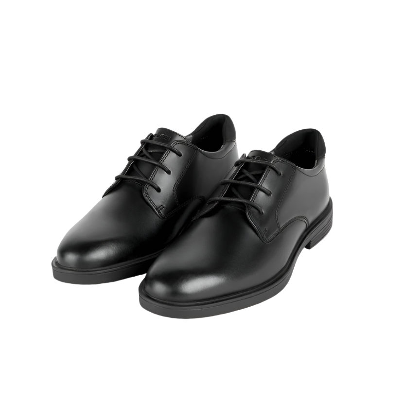Geox boys' black leather lace-up shoe