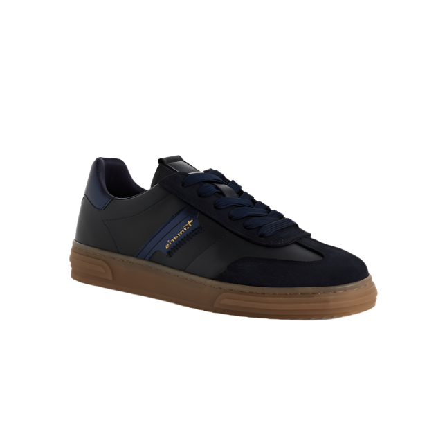 Tamaris women's navy leather lace-up trainer