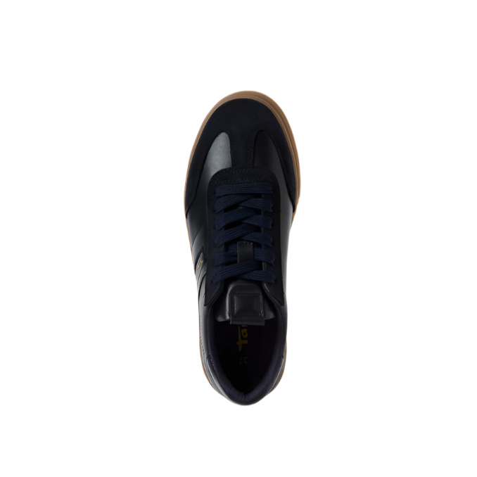 Tamaris women's navy leather lace-up trainer