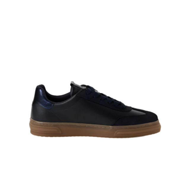 Tamaris women's navy leather lace-up trainer