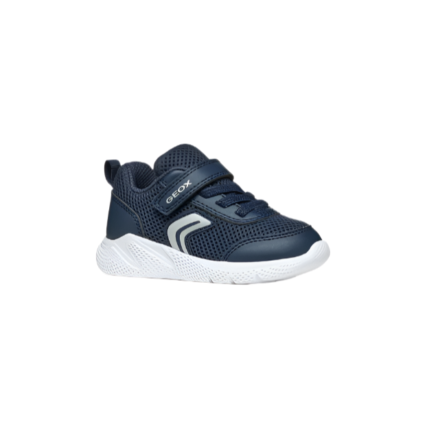 Geox boys' navy mesh lace-up trainer