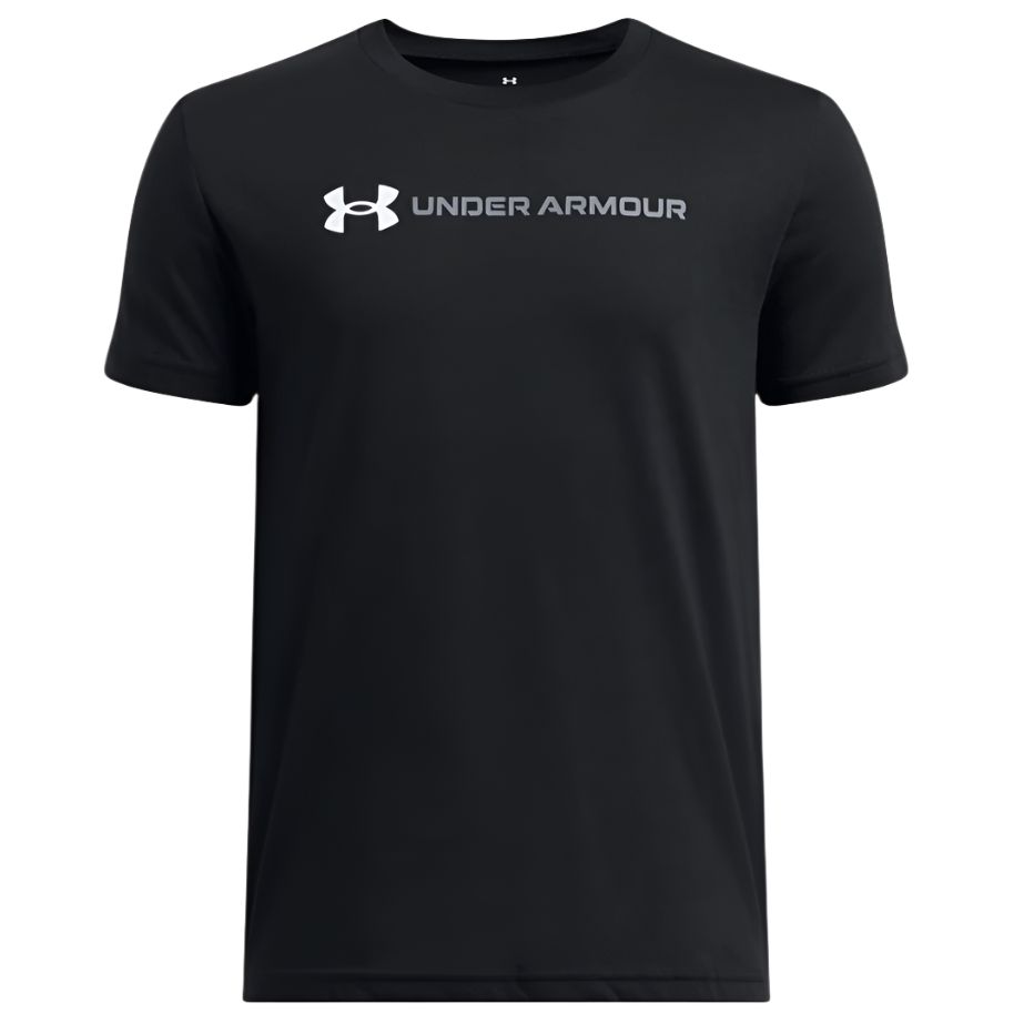 Under Armour Boys T-Shirt Logo Wordmark SS Black/White