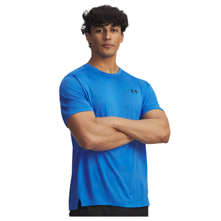 Under Armour Mens T-Shirt Tech Vent Jacquard SS Blue Atlantis/Black