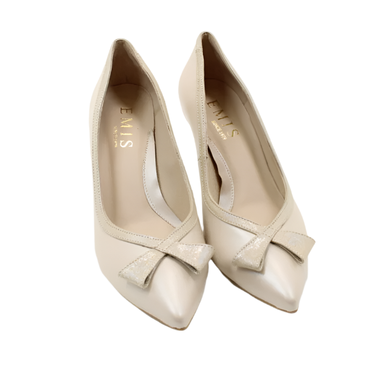 Emis women's beige leather slip-on shoe