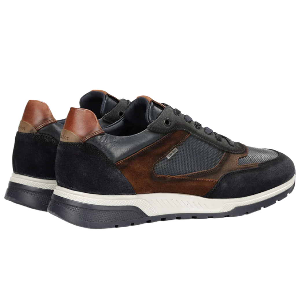 Fluchos men's navy leather lace-up trainer