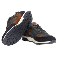 Fluchos men's navy leather lace-up trainer