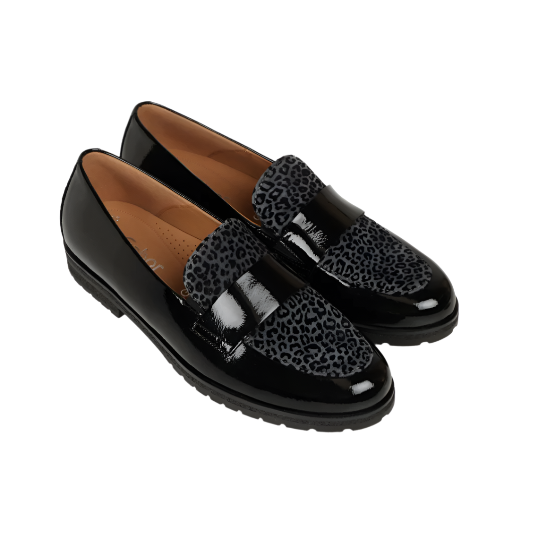 Gabor Womens Shoe 72.042.27 Black Patent/Anthracite