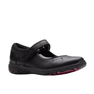 Clarks Girls School Shoe Relda Wish K Black Leather