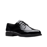 Clarks girls' black patent lace-up school shoe