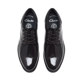 Clarks girls' black patent lace-up school shoe