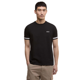 Barbour International Mens T-Shirt Bruce Tipped Cuff Black