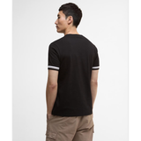 Barbour International Mens T-Shirt Bruce Tipped Cuff Black