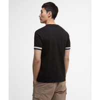 Barbour International Mens T-Shirt Bruce Tipped Cuff Black
