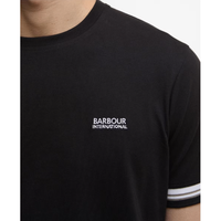 Barbour International Mens T-Shirt Bruce Tipped Cuff Black