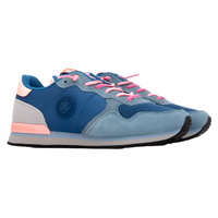 XTI women's navy leather lace-up trainer
