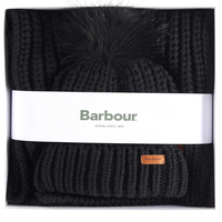 Barbour Saltburn Beanie & Scarf Gift Set Black