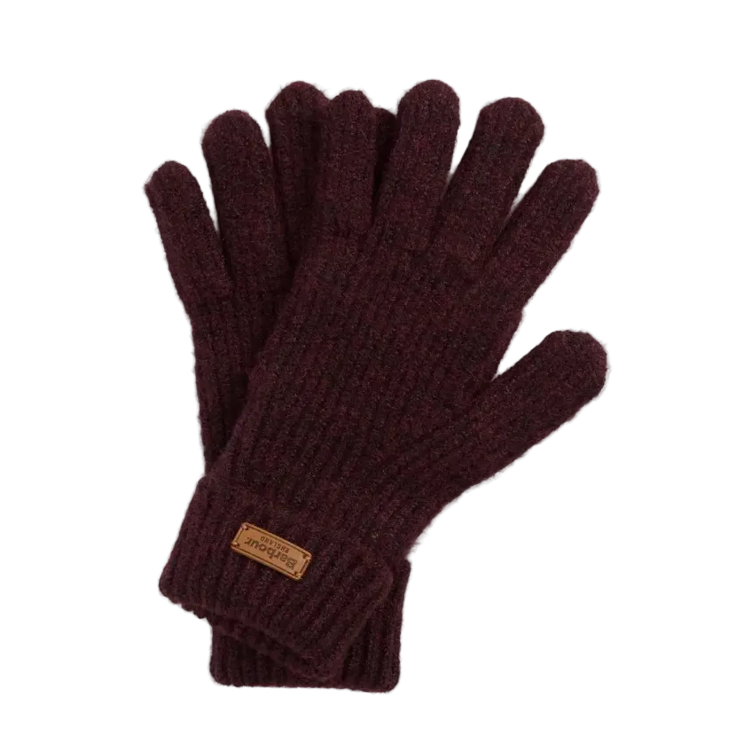 Barbour women's wine knitted lambswool gloves