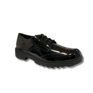 Geox girls' black patent lace-up shoe
