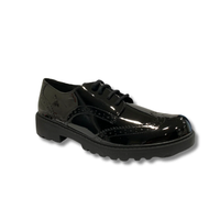 Geox girls' black patent lace-up shoe