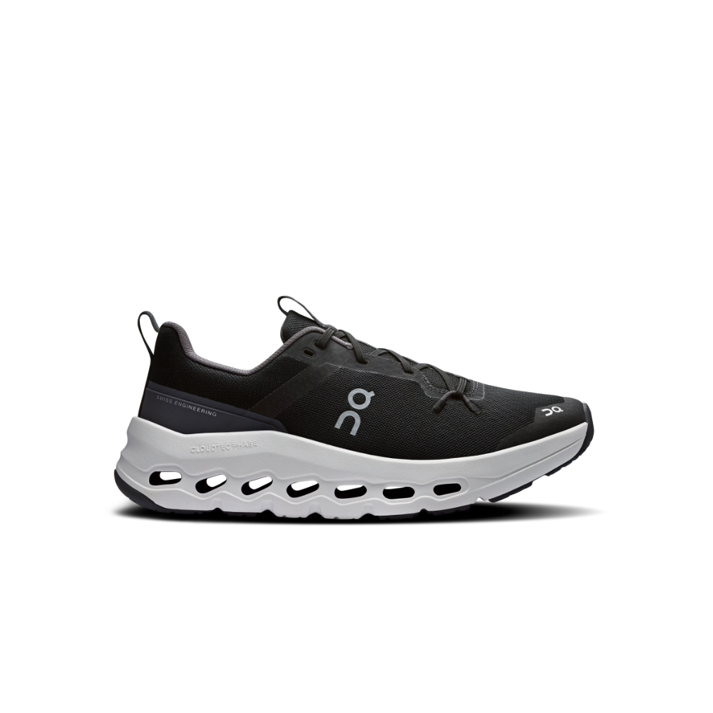 On Running kids' black and white mesh trainer