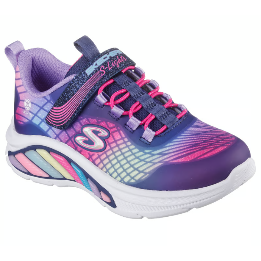 Skechers Girls Trainer S Lights Rainbow Cruisers Rainbow Reflection Navy/Multi