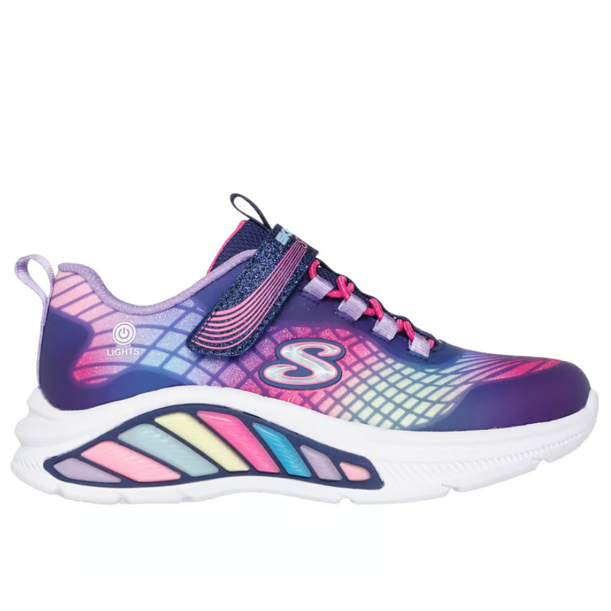 Skechers Girls Trainer S Lights Rainbow Cruisers Rainbow Reflection Navy/Multi