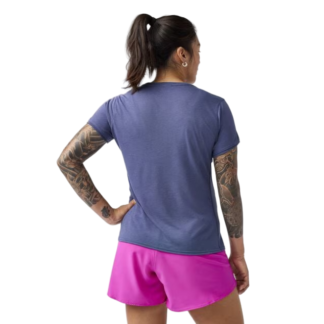 Brooks Womens T-Shirt Distance Short Sleeve 3.0 Htr Nightshadow/Brooks Speed Logo