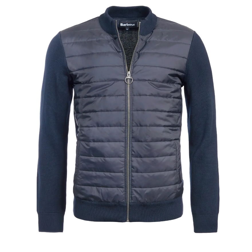 Barbour Mens Jumper Essential Carn Baffle Quilted Zip Thru Navy
