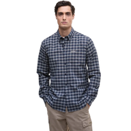Barbour International Mens Shirt Hawks Check Oxford Navy