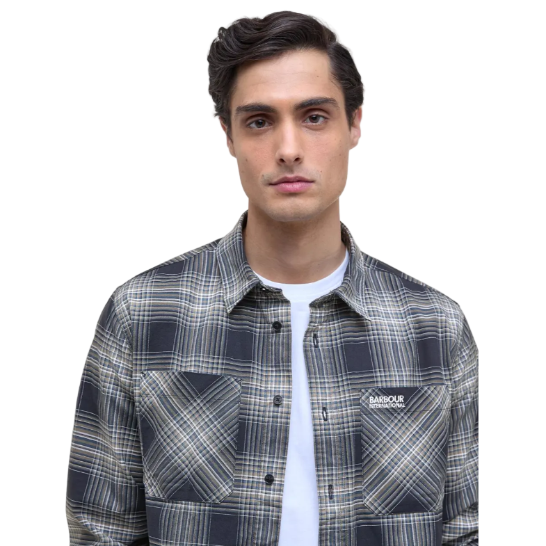 Barbour International Mens Shirt Hall Check Cool Blue