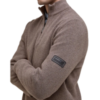 Barbour International Mens Jumper Crawley Funnel Neck Half Zip Crawley Brindle