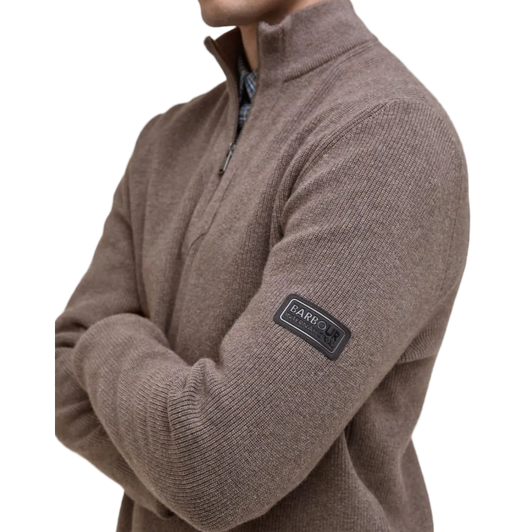 Barbour International Mens Jumper Crawley Funnel Neck Half Zip Crawley Brindle