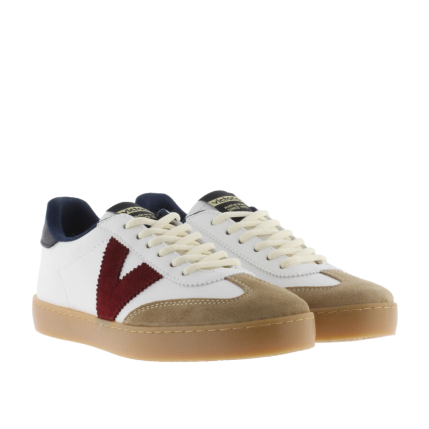 Victoria women's navy leather lace-up trainer