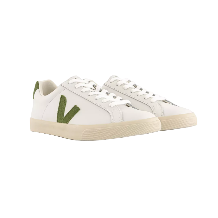 Veja Womans Trainer Esplar Logo Leather Extra White/Kiwi