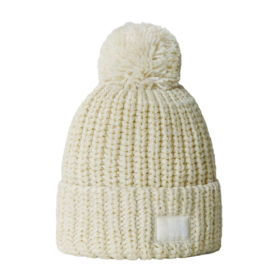 The North Face women's white chunky knit beanie