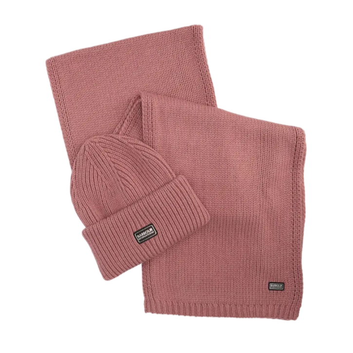 Barbour International Womens Beanie/Scarf/Gloves Juliana Gift Set Raspberry
